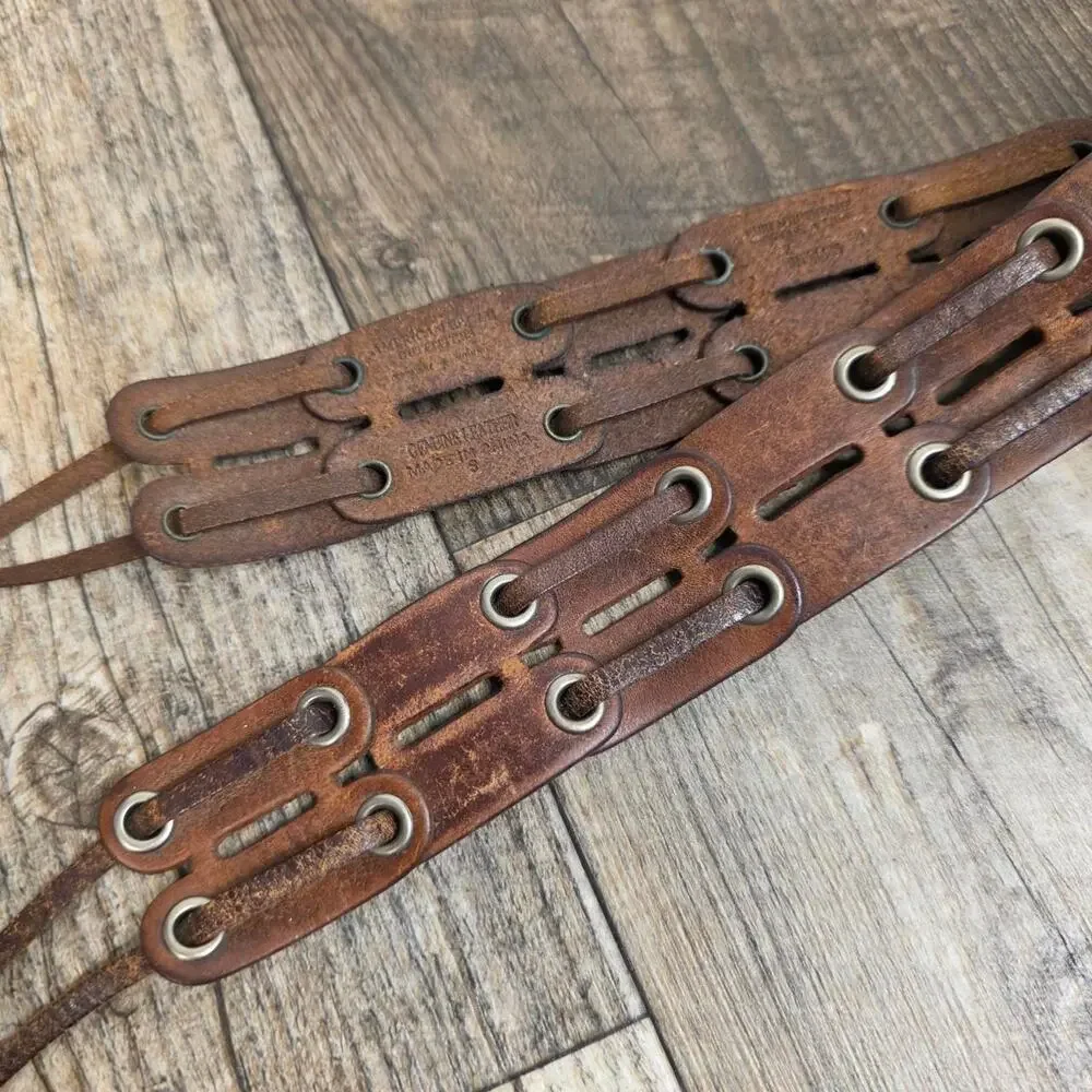 Y2k Brown Lether Belt Tie Western Boho Festival American Eagle Costal Cowgirl - Picture 4 of 7